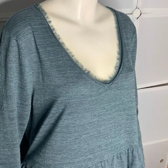 Anthropologie Deletta Teal Thea Tiered Ruffle Top Size Large - Picture 6 of 10